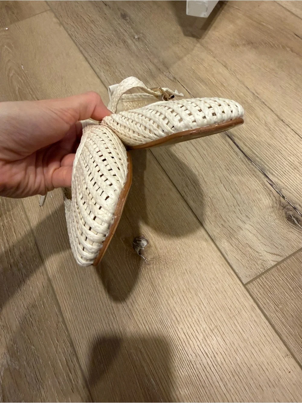 H&M Woven Mary Jane Flats in Ivory